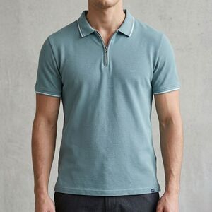 MBX Premium Goods Mens Large Polo Shirt Zip Up Preppy